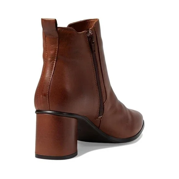 Miz Mooz Julianne Boots Women's US 7.5-8 Brandy Leather Side Zip Block Heel P400